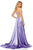 Sherri Hill - 52538 Lace Applique Deep V-neck Fitted Dress In Neutral and Purple