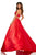 Sherri Hill - 52538 Lace Applique Deep V-neck Fitted Dress In Neutral and Red