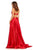 Sherri Hill - 52538 Lace Applique Deep V-neck Fitted Dress In Neutral and Red