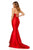 Sherri Hill - 52545 Strappy V-Neck Mermaid Evening Gown In Red