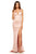 Sherri Hill - 52549 Satin Deep V-neck Sheath Dress With Train In Pink