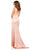 Sherri Hill - 52549 Satin Deep V-neck Sheath Dress With Train In Pink