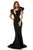 Sherri Hill - 52550 Long Deep V-neck Scuba Trumpet Dress In Black