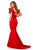 Sherri Hill - 52550 Long Deep V-neck Scuba Trumpet Dress In Red