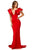 Sherri Hill - 52550 Long Deep V-neck Scuba Trumpet Dress In Red