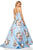 Sherri Hill - 52553 Strapless Full Figured Floral Evening Dress In Blue and Print