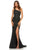 Sherri Hill - 52554 Beaded Asymmetrical Fitted High Slit Dress In Black