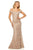 Sherri Hill - 52556 Off-Shoulder Applique Dress With Overskirt In Pink and Gold
