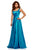 Sherri Hill - 52568 Scoop Neck Charmeuse Empire Dress In Blue