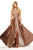 Sherri Hill - 52570 Beaded Halter Satin A-line Dress In Brown