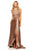 Sherri Hill - 52570 Beaded Halter Satin A-line Dress In Brown