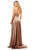 Sherri Hill - 52570 Beaded Halter Satin A-line Dress In Brown
