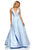 Sherri Hill - 52574 Deep V-neck Ballgown With Bow Straps In Blue