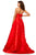 Sherri Hill - 52581 Full Figured Applique Ruffled Slit Dress In Red