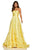 Sherri Hill - 52582 3D Floral Appliques Strapless Full Figured Dress In Yellow