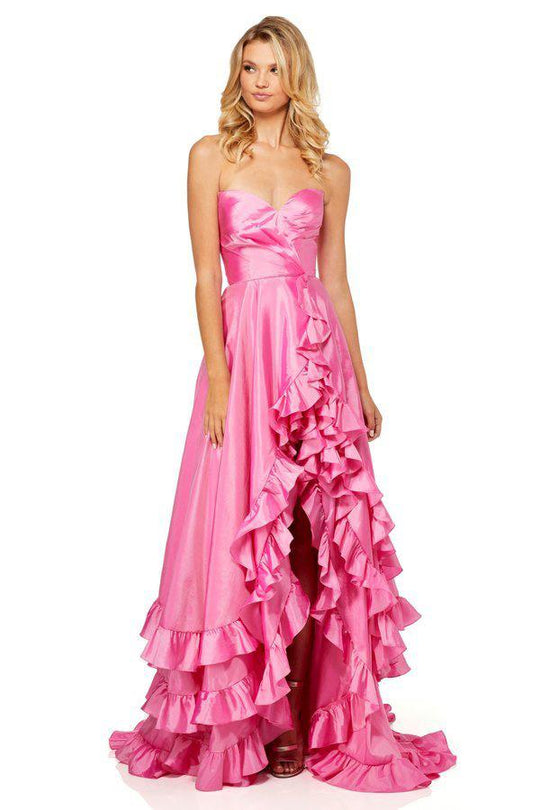 Sherri Hill - 52605 Strapless Sweetheart Ruffled Full Figured Dress In Pink