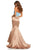 Sherri Hill - 52616 Strapless Satin Mermaid Gown with Beaded Waistband In Blue and Brown