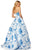 Sherri Hill - 52620 Straight Across Long A-line Dress In White and Blue