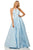 Sherri Hill - 52630 Long Jacquard Halter A Line Dress In Blue
