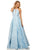 Sherri Hill - 52630 Long Jacquard Halter A Line Dress In Blue
