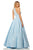 Sherri Hill - 52630 Long Jacquard Halter A Line Dress In Blue