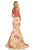 Sherri Hill - 52635 Two Piece V-neck Print Mermaid Dress In Pink and Yellow