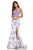 Sherri Hill - 52635 Two Piece V-neck Print Mermaid Dress In Purple and White