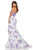 Sherri Hill - 52635 Two Piece V-neck Print Mermaid Dress In Purple and White