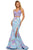 Sherri Hill - 52635 Two Piece V-neck Print Mermaid Dress In Blue and Print