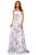 Sherri Hill - 52636 Square A-line Print Dress In White and Purple