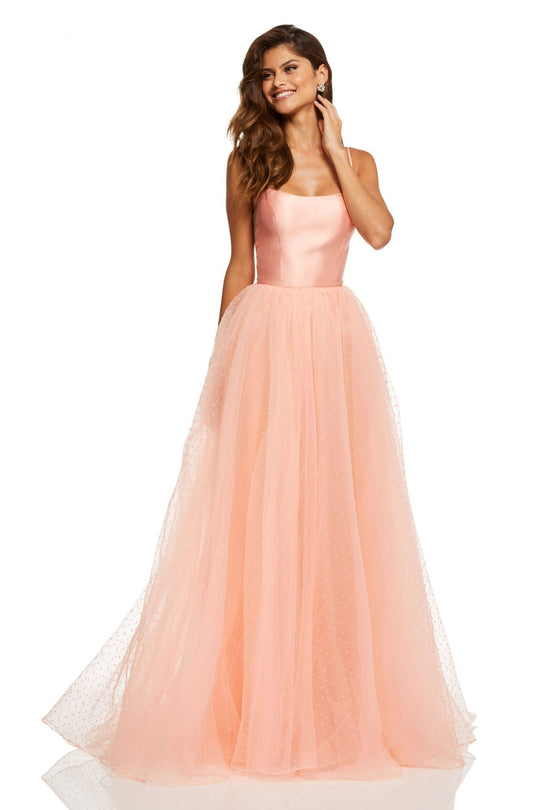 Sherri Hill - 52639 Long A Line Patterned Tulle Dress In Pink