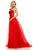 Sherri Hill - 52639 Long A Line Patterned Tulle Dress In Red