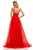 Sherri Hill - 52639 Long A Line Patterned Tulle Dress In Red