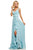 Sherri Hill - 52643 Ruffles Accent V-Neck Chiffon Dress with Hi-Lo Hem In Blue