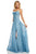 Sherri Hill - 52646 Metallic Lace A-Line Dress with Slit In Blue