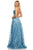 Sherri Hill - 52646 Metallic Lace A-Line Dress with Slit In Blue