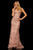 Sherri Hill - 52649 Sequined Deep V-neck Trumpet Dress In Pink and Gold