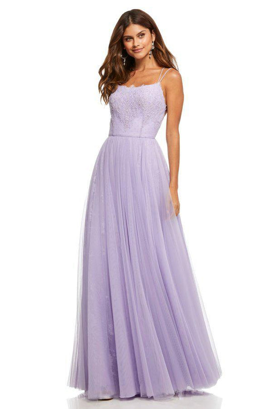 Sherri Hill - 52652 Applique Scoop Neck A-line Dress In Purple