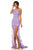 Sherri Hill - 52656 Illusion Asymmetrical Lace Applique High Slit Gown In Purple