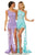 Sherri Hill - 52656 Illusion Asymmetrical Lace Applique High Slit Gown In Purple and Blue