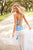 Sherri Hill - 52671 Two Piece Beaded Halter A-line Dress In White and Blue
