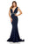 Sherri Hill - 52680 Plunging V-Neck Scuba Mermaid Dress In Blue
