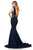 Sherri Hill - 52680 Plunging V-Neck Scuba Mermaid Dress In Blue