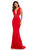 Sherri Hill - 52680 Plunging V-Neck Scuba Mermaid Dress In Red