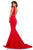 Sherri Hill - 52680 Plunging V-Neck Scuba Mermaid Dress In Red