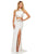 Sherri Hill - 52682 Beaded Two Piece High Halter Sheath Dress In White and Pink
