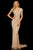 Sherri Hill - 52685 Beaded Deep V-neck Sheath Dress With Train In Neutral and Silver