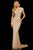 Sherri Hill - 52685 Beaded Deep V-neck Sheath Dress With Train In Neutral and Silver