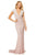 Sherri Hill - 52685 Beaded Deep V-neck Sheath Dress With Train In Neutral and Silver