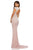 Sherri Hill - 52685 Beaded Deep V-neck Sheath Dress With Train In Pink and Silver